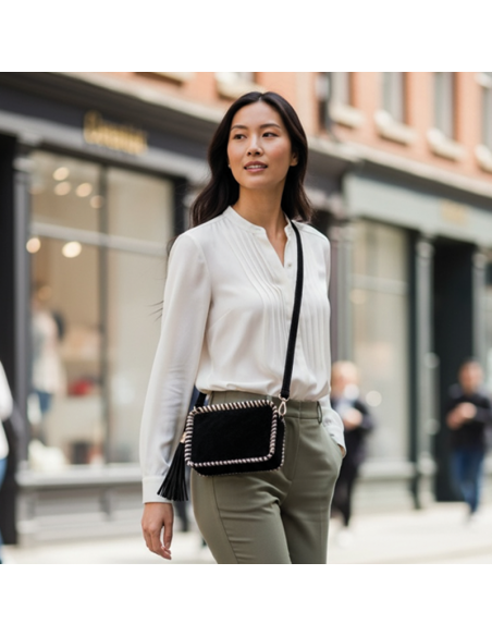 Borsa in camoscio con tracolla