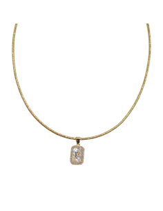 Collana Magnetica Ciondolo Piastrina con strass e Iniziale 2