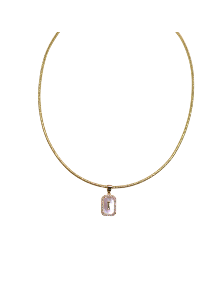 Collana Magnetica Ciondolo Piastrina con strass e Iniziale