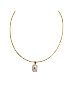 Collana Magnetica Ciondolo Piastrina con strass e Iniziale 2
