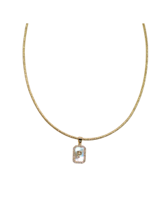 Collana Magnetica Ciondolo Piastrina con strass e Iniziale 2