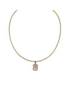 Collana Magnetica Ciondolo Piastrina con strass e Iniziale 2