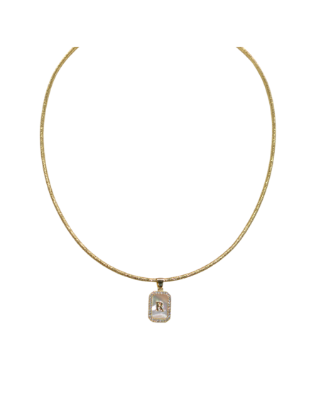 Collana Magnetica Ciondolo Piastrina con strass e Iniziale