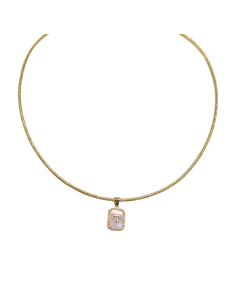 Collana Magnetica Ciondolo Piastrina con strass e Iniziale 2