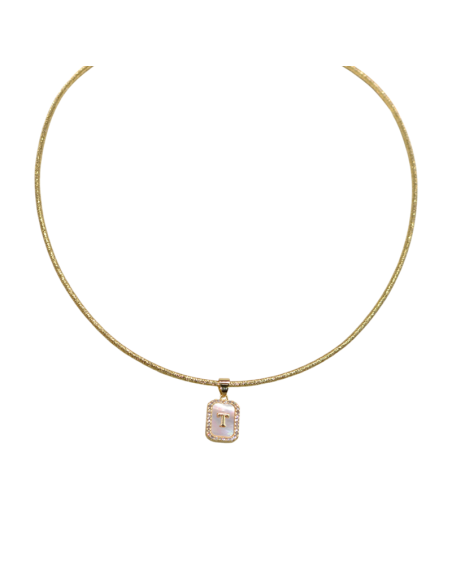 Collana Magnetica Ciondolo Piastrina con strass e Iniziale