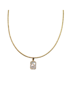 Collana Magnetica Ciondolo Piastrina con strass e Iniziale 2