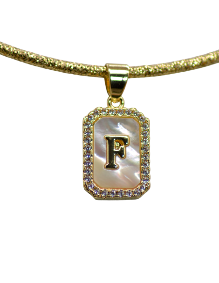 Collana Magnetica Ciondolo Piastrina con strass e Iniziale