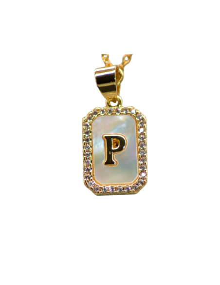 Collana Magnetica Ciondolo Piastrina con strass e Iniziale