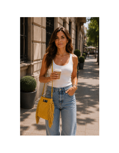 Borsa in camoscio con frange