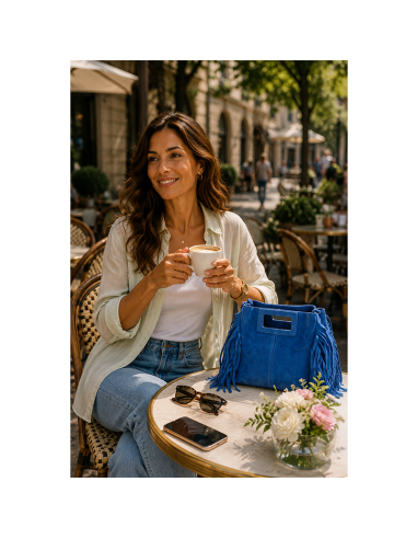 Borsa in camoscio con frange